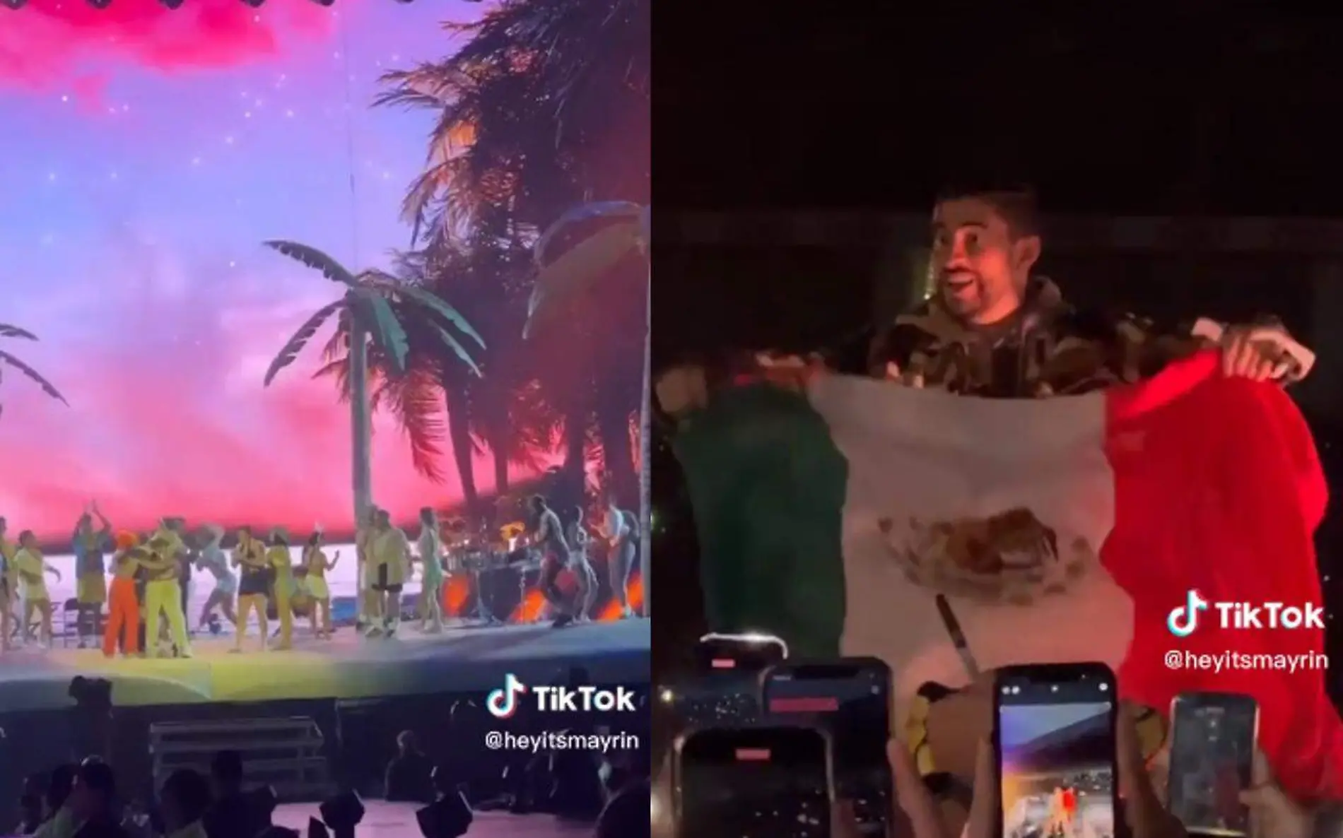 Fan de Bad Bunny lo deja todo en el escenario durante el concierto, la chica es de Matamoros, Tamaulipas Captura de pantalla TikTok @